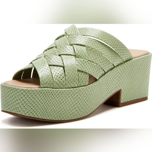 KATY PERRY Women's The BUSY BEE Criss Cross SLIDE Wedge Sandals TRANQUIL BLUE - Picture 5 of 10